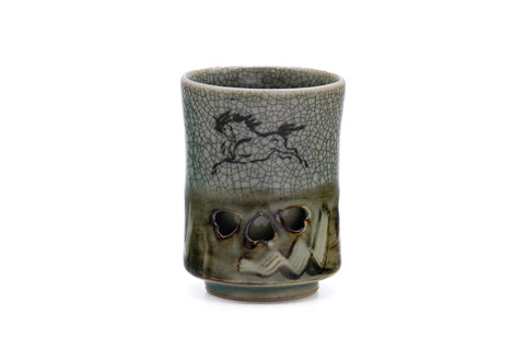 Double-walled Obori Soma-yaki Celadon Teacup - 130ml