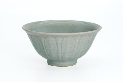 Ceramic bowl with floral pattern on a white background