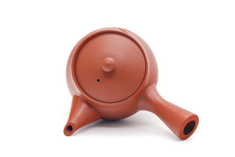 Tezumi — Japanese Kyusu - Bamboo Engraved Tokoname Teapot - 340ml — interior view showing the filter