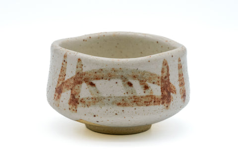 Japanese Matcha Bowl - Abstract White Shino Mino-yaki Chawan