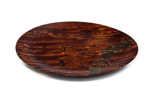 Japanese Round Tray - Vintage Floral Kabazaiku Wooden Cherry Bark Maru-bon