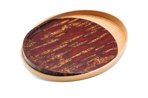 Ōdate Magewappa Kabazaiku Overlay Bon - Wooden Cherry Bark Tray