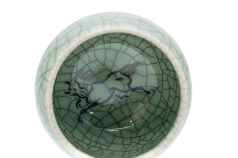 Japanese Teacup - Celadon Obori Soma-yaki Yunomi - 140ml