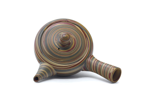 Overhead view of the lid showing the concentric nerikomi rings.