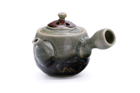 Double-walled Obori Soma-yaki Celadon Tea Set