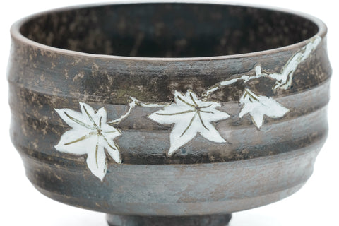 Japanese Matcha Bowl - Momiji Metallic Glazed Spiraling Chawan