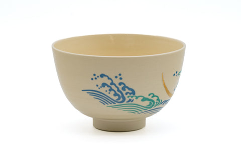Crescent Moon Upon the Waves - Kyo-yaki Chawan