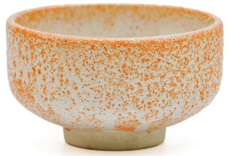 Japanese Matcha Bowl - Speckled Orange White Mino-yaki Chawan