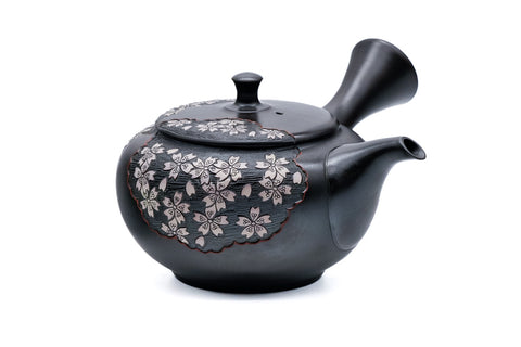 Plum Blossom Engraved Kokudei Tokoname Teapot - 200ml