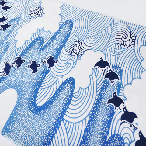 Tenugui Towel - Plovers in the Mist