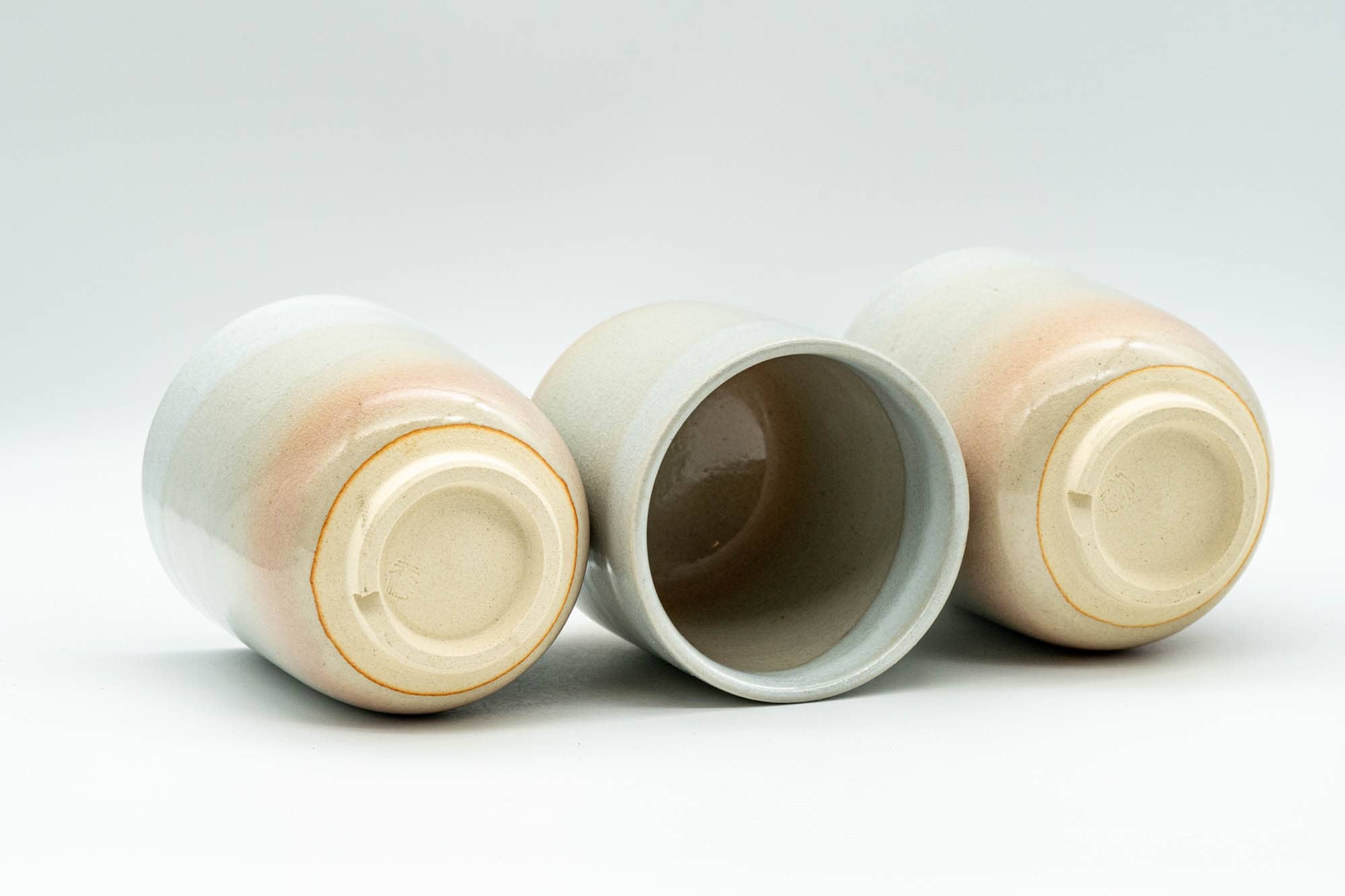Japanese Teacups - Set of 3 椿窯 天鵬山 Tsubaki Kiln Drip-Glazed Hagi-yaki Yunomi - 130ml