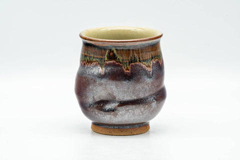 Japanese Teacup - Abstract Brown Yellow Drip-Glazed Wabi-Sabi Yunomi - 130ml - Tezumi