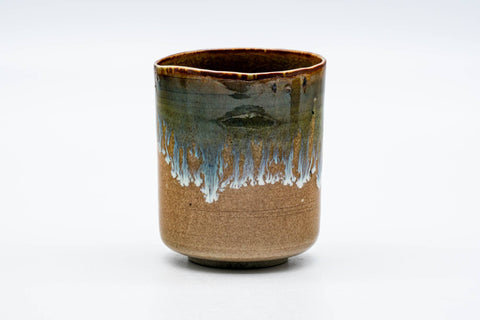 Japanese Teacup - Green Blue Drip-Glazed Agano-yaki Yunomi - 200ml
