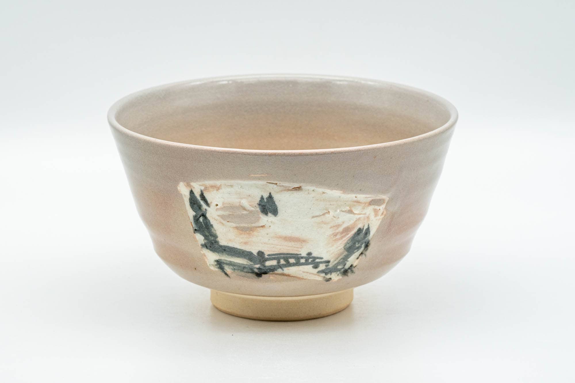 Japanese Matcha Bowl - Abstract Beige Pink Glazed Kyo-yaki Chawan - 300ml - Tezumi