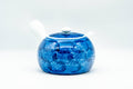 Japanese Kyusu - Blue Floral Porcelain Arita-yaki Debeso Teapot - three-quarter angle view