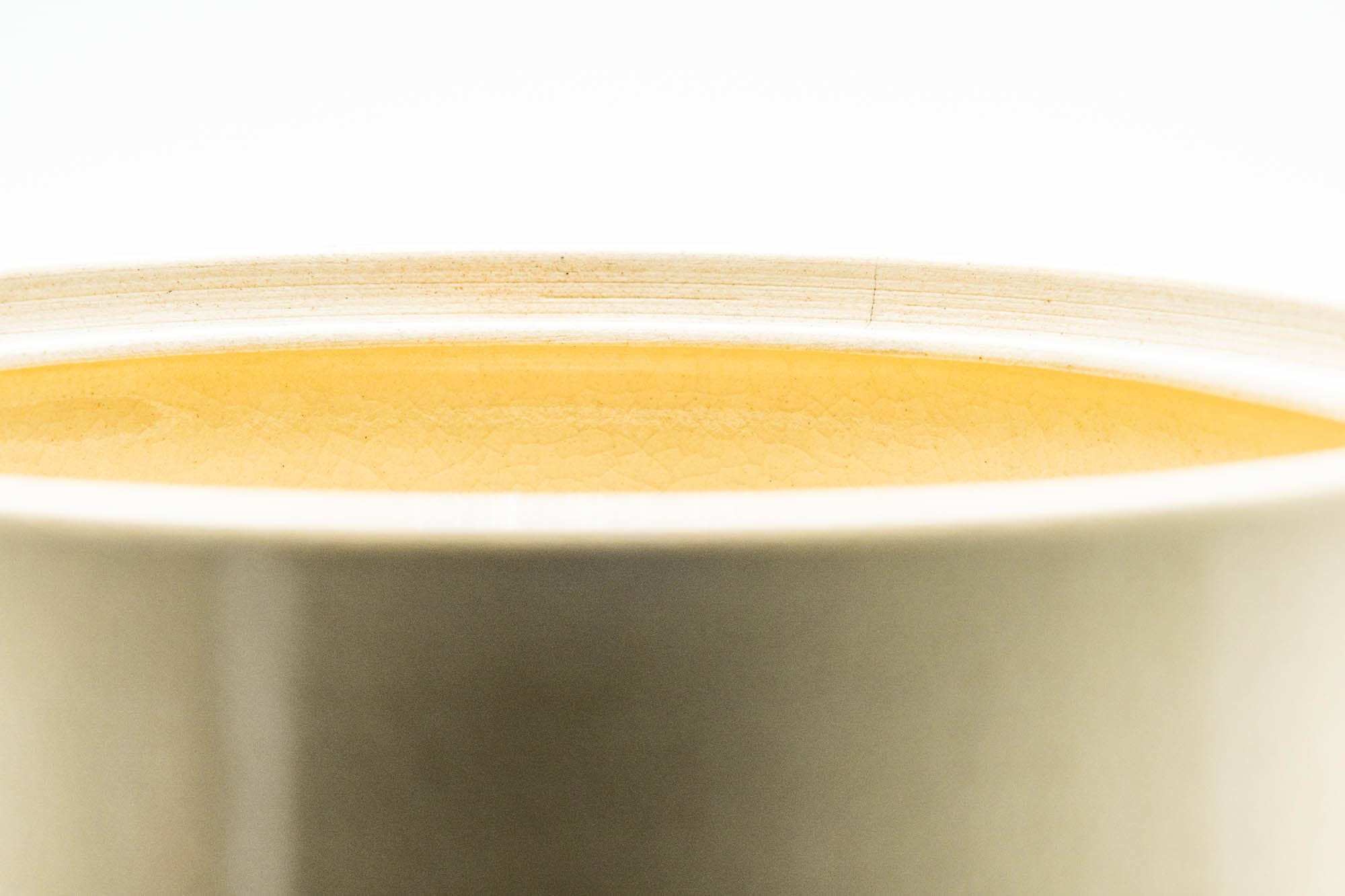 Japanese Mizusashi - Beige Floral Kyo-yaki Tea Ceremony Water Container - 1500ml