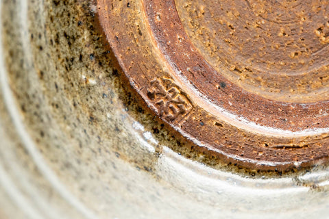 Japanese Teacup - Speckled Dark Green Beige Drip-Glazed Yunomi - 200ml