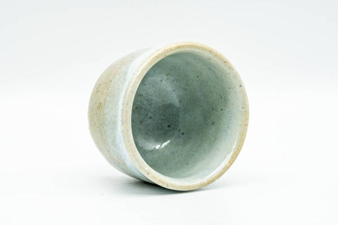 Japanese Teacup - Beige White Glazed Hagi-yaki Yunomi - 80ml - tilted view showing the glazed interior