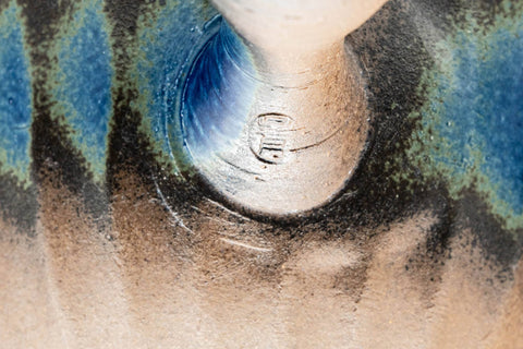 Japanese Kyusu - Blue Brown Wavy Body Nozomi Teapot - 225ml - Tezumi