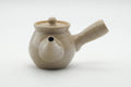 Tezumi — Japanese Kyusu - Floral Beige Glazed Ceramic Filter Teapot - 250ml — three-quarter view from the opposite side