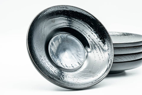 Japanese Chataku - Set of 5 Black Wooden Tea Saucers - Tezumi