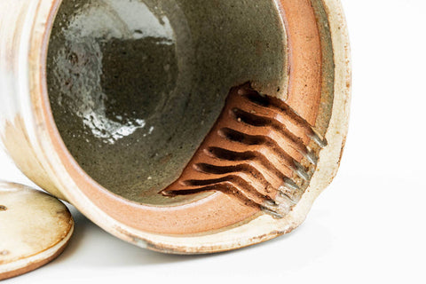 Japanese Shiboridashi - Beige Egret Kiyomizu-yaki Handle-less Teapot - 180ml