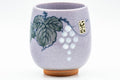 Japanese Teacup - Grapevine Purple Celadon Glazed Large Yunomi - 250ml - closeup of the grape cluster decoration