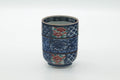 Tezumi — Japanese Teacup - Blue Floral Geometric Arita-yaki Yunomi - 245ml — front view from another angle