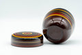 Japanese Natsume - Burgundy Green Yellow Striped Lacquer Matcha Tea Caddy - 100ml - Tezumi