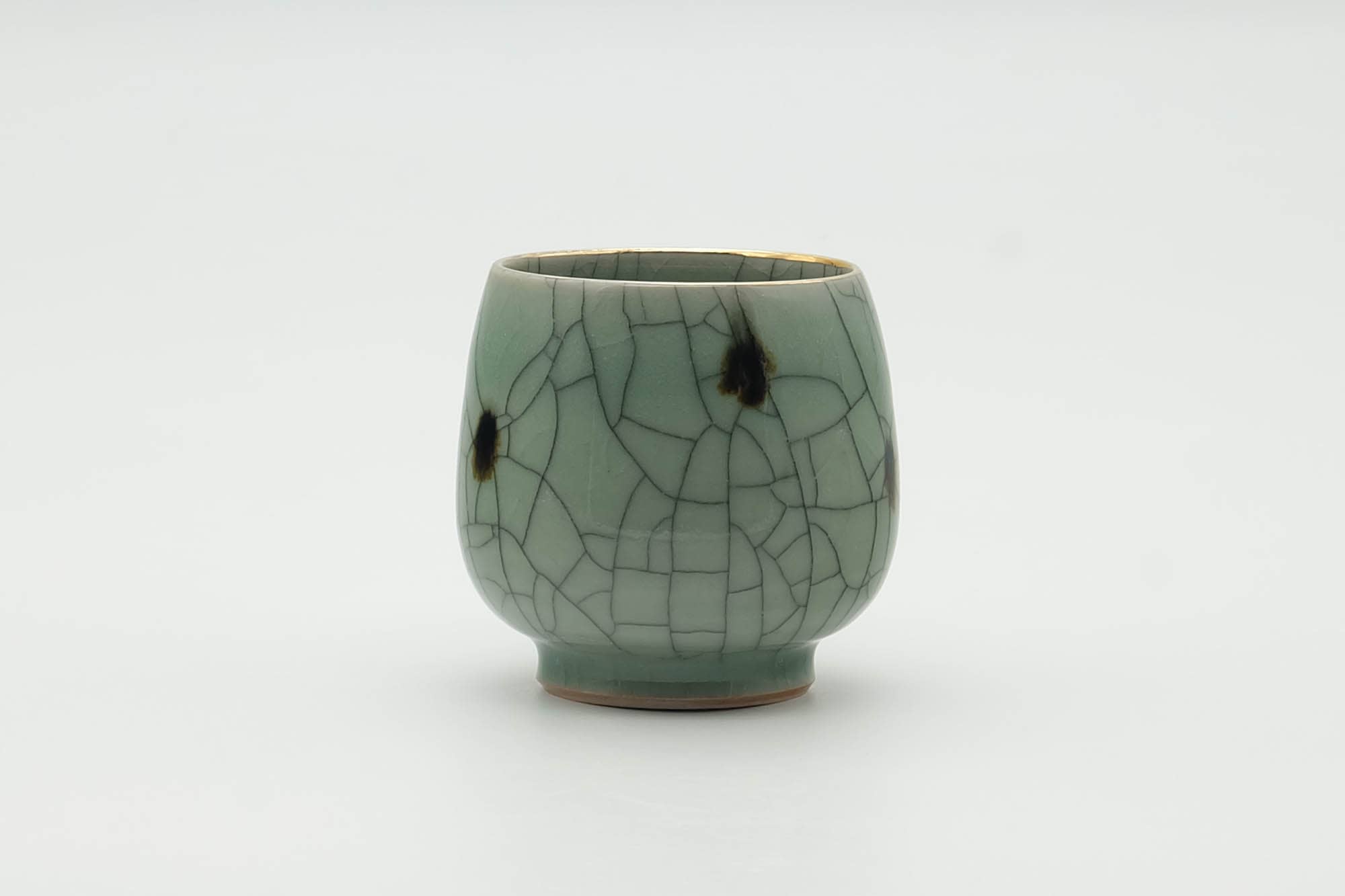 Japanese Teacup - Spotted Green Celadon Glazed Obori Soma-yaki Yunomi - 150ml