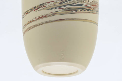 Japanese Teacup - Beige Green Zigzag Nerikomi Tokoname-yaki Yunomi - 140ml