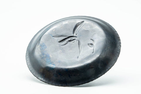 Japanese Chataku - Pair of Floral Blue Metal Tea Saucers