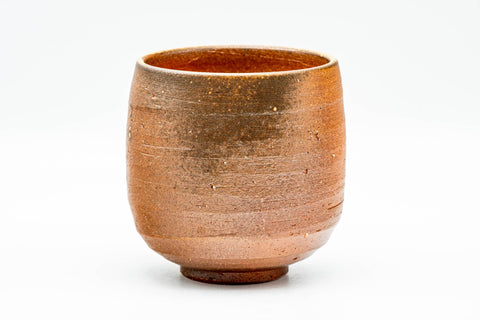 Japanese Teacup - Ash Glazed Shigaraki-yaki Yunomi - 200ml - side view showing the wood-fired colouring