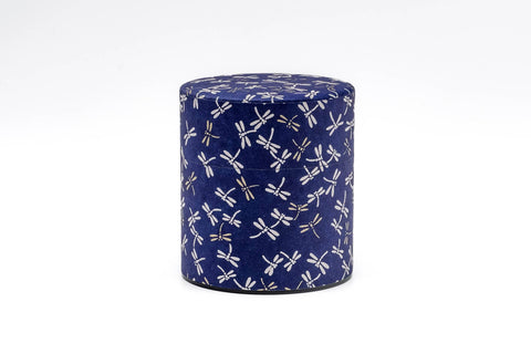 Blue White Dragonflies Washi Tea Canister - 150g