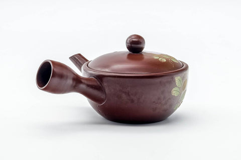 Japanese Kyusu - Purple Floral Banko-yaki Nozomi Mesh Teapot - 220ml