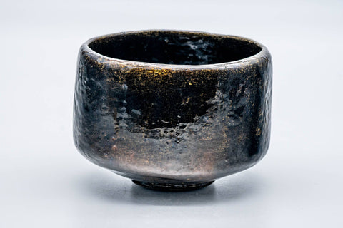 Japanese Matcha Bowl - 手 Deep Black Amber Glazed Raku-yaki Chawan - 350ml
