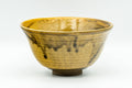 Japanese Matcha Bowl - Yellow Brown Drip-Glazed Hatazori-gata Chawan - 400ml - Tezumi
