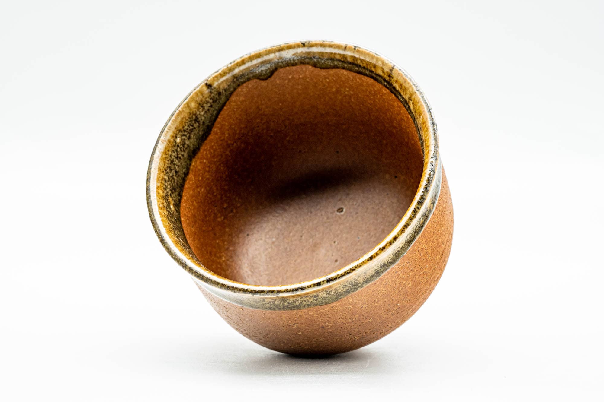 Japanese Teacup - Large Orange Stoneware Brown Glazed Yunomi - 190ml