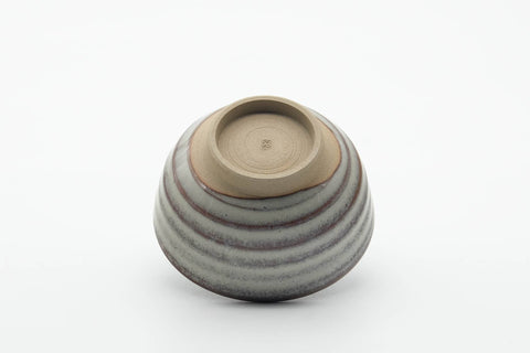 Tezumi — Japanese Teacup - Grey Milky Glazed Spiraling Yunomi - 130ml — top-down view of the interior