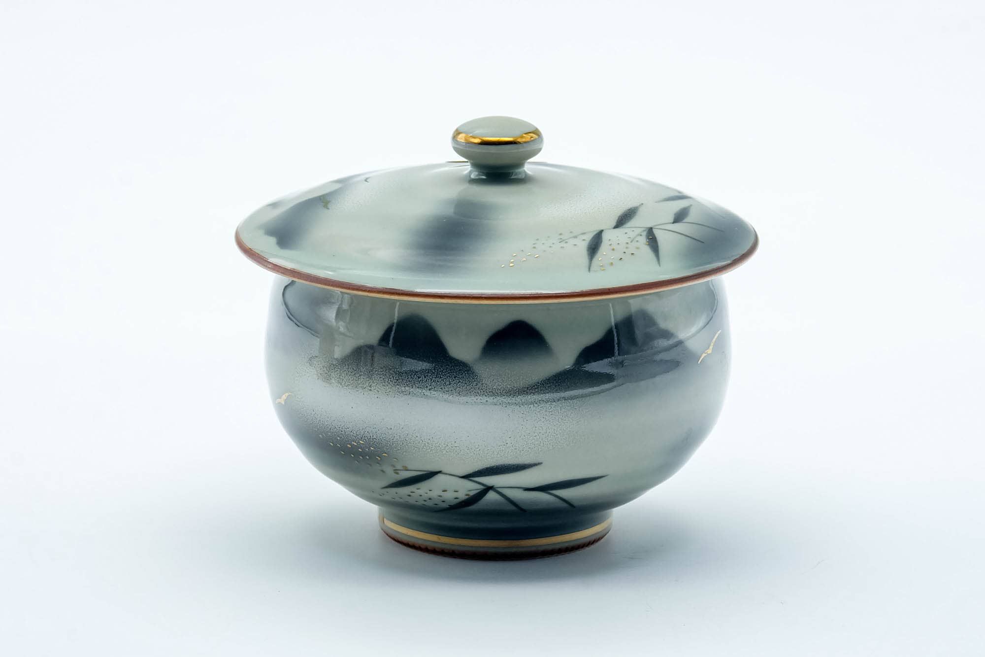 Japanese Teacup - Grey Mountainous Arita-yaki Lidded Yunomi - 100ml