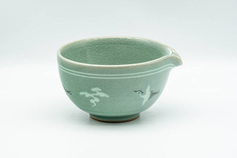 Korean Tea Set - Egret Green Celadon Katakuchi Water Cooler and 3 Guinomi Teacups