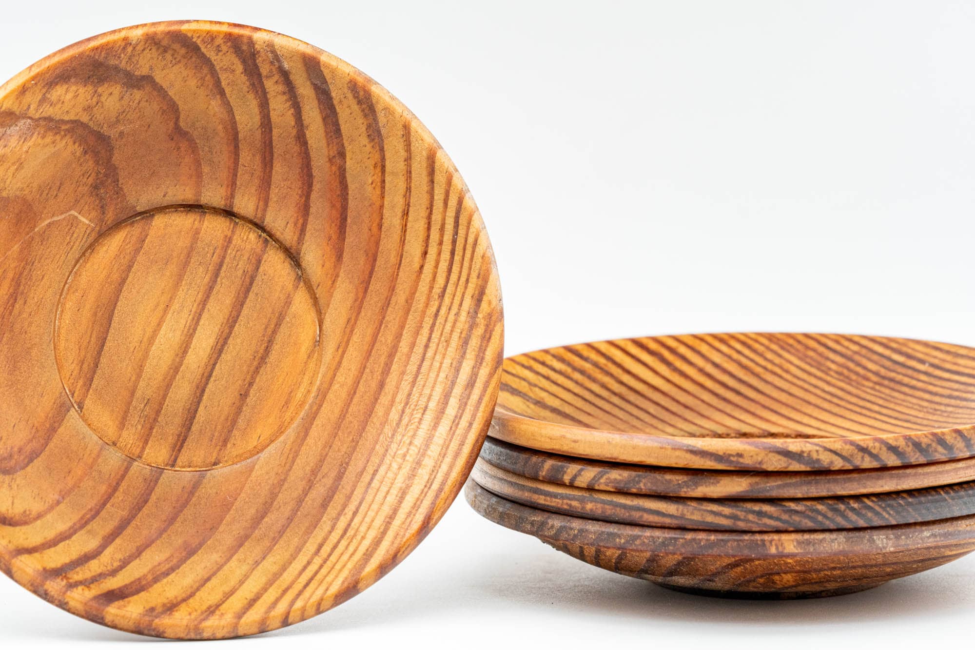 Japanese Chataku - Set of 5 Classic Wooden Tea Saucers - Tezumi