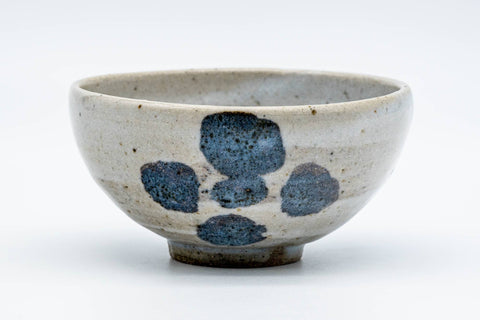 Japanese Matcha Bowl - Grey Blue Floral Wan-nari Chawan - 150ml