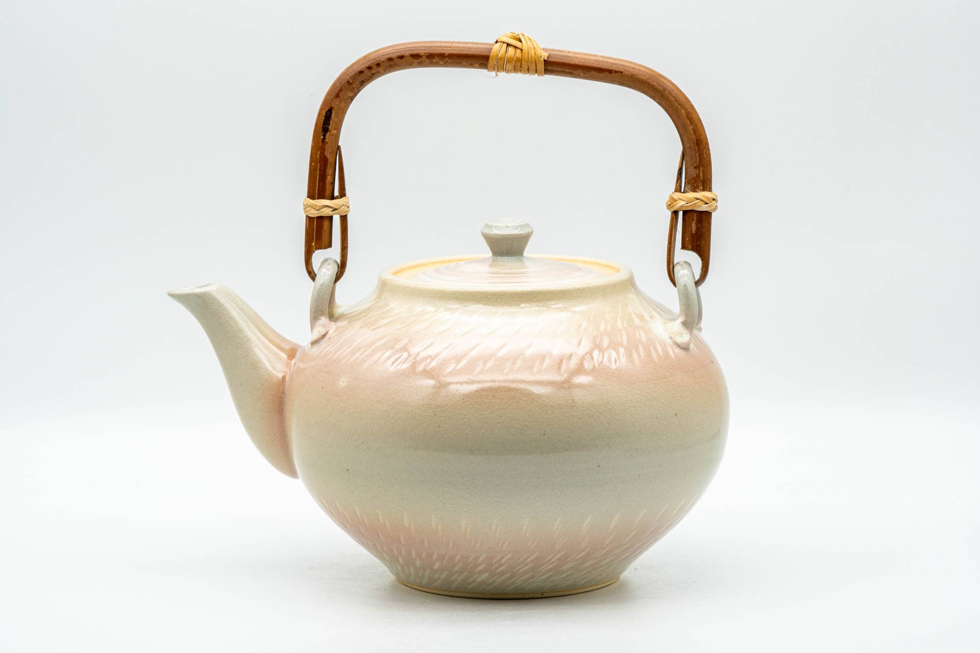 Japanese Tea Set - Gohonte Hagi-yaki Dobin Teapot with 5 Yunomi Teacups - Tezumi