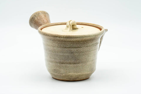 Tezumi — Japanese Kyusu - Beige Weathered Hagi-yaki Do-ake Teapot - 330ml — side view showing the spout