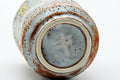 Tezumi — Japanese Teacups - Pair of Blue Orange Shino-Glazed Meoto Yunomi — inverted showing the foot ring