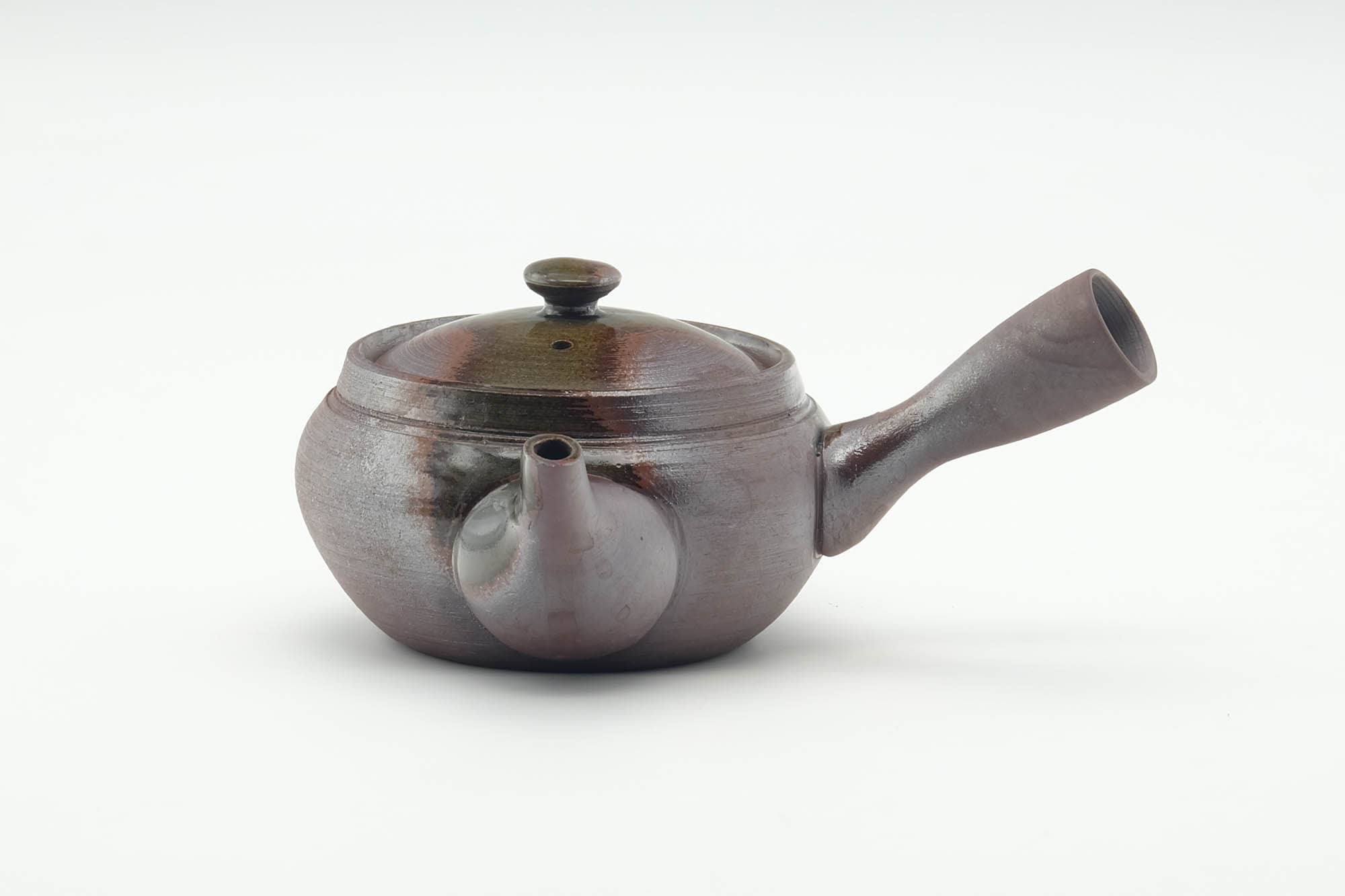 Japanese Kyusu - Ash Green Glazed Purple Banko-yaki Mesh Filter Teapot - 200ml