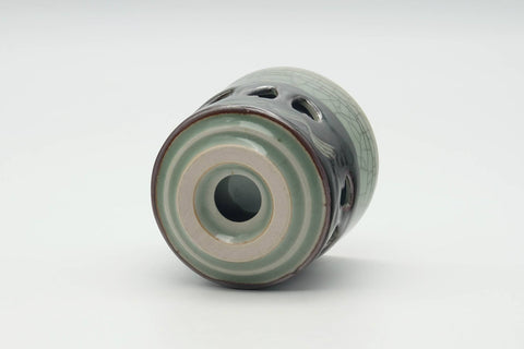 Japanese Teacup - Crazed Green Celadon Glazed Sakura Obori Soma-yaki Yunomi - 100ml