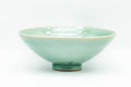 Korean style Goryeo Matcha Bowl - Green Celadon Summer Hira Chawan - 150ml - side view of the shallow celadon bowl