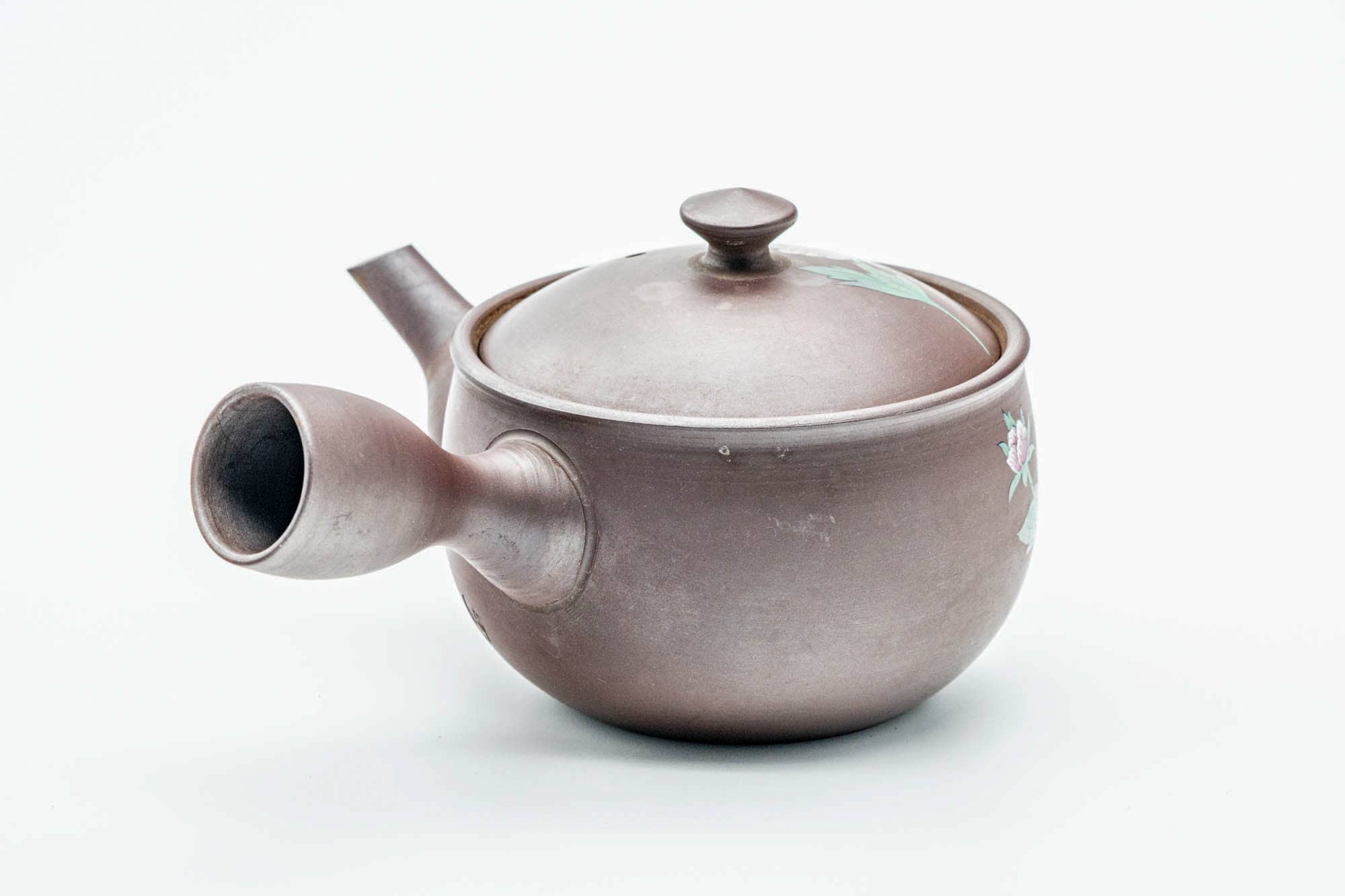 Japanese Kyusu - Floral Painted Purple Clay Mesh Filter Teapot - 230ml